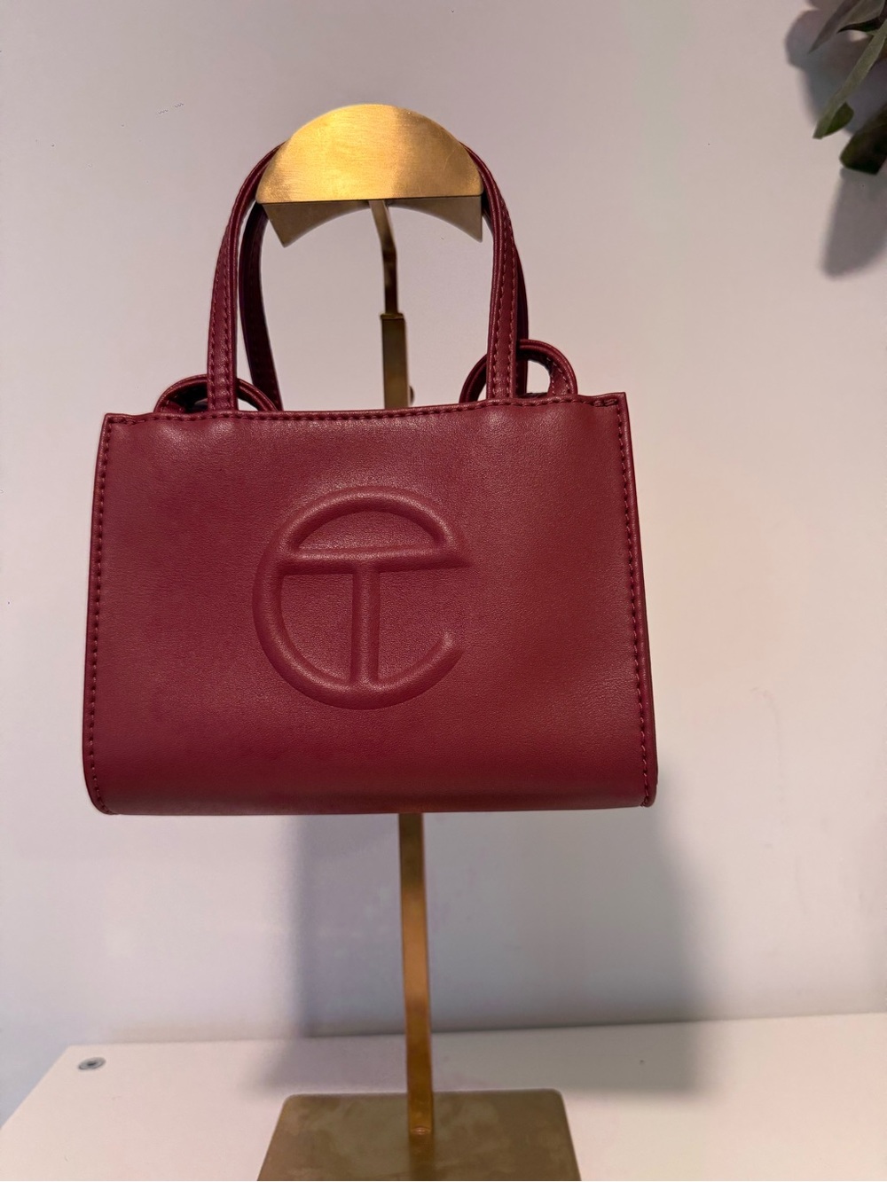 Telfar Mini Leather Crossbody Bag in Burgundy - Picture 4 of 5